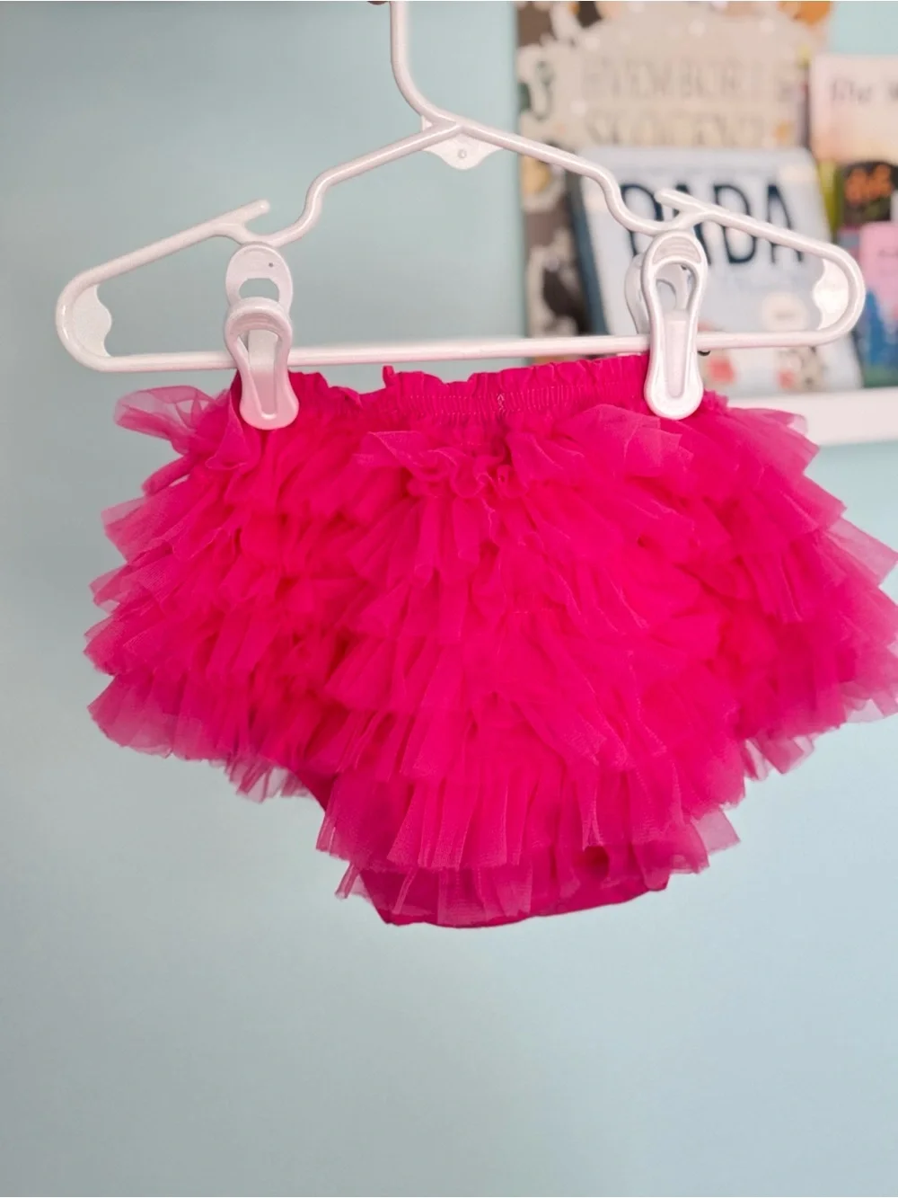 Mud Pie Hot Pink Tulle Ruffle Diaper Cover with Bow